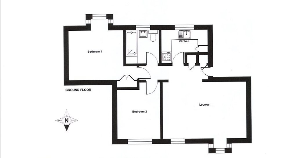Lot: 88 - GROUND FLOOR FLAT WITH GARAGE IN NEED OF UPDATING - Floor Plan